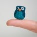 SALE - Miniature Needle Felted Pocket Owl in Teal