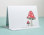 Red Polka Dot Mushrooms Note Card