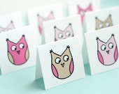 Pink and Brown Owl Mini Cards Set of 8