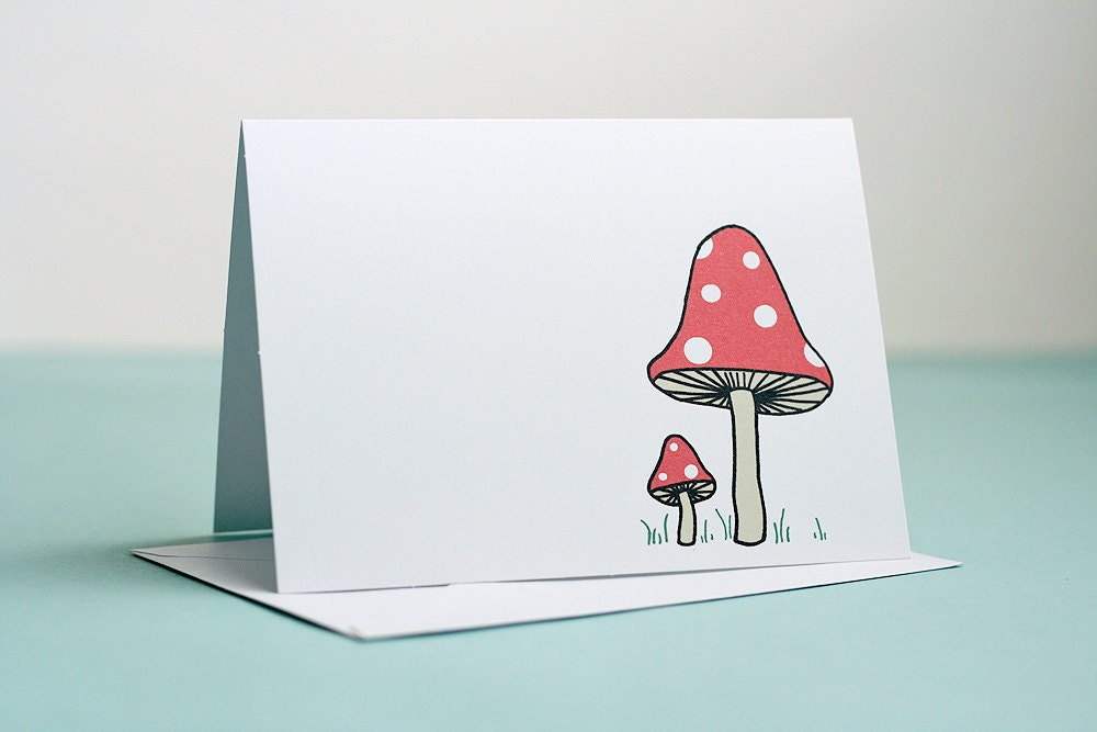 Red Polka Dot Mushrooms Note Card
