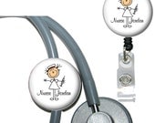 Badge Reel and Stethoscope ID Tag Set with Your Name Cute Nurse