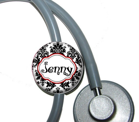 Stethoscope ID Tag Name Badge Personalized with by abbyloutwo