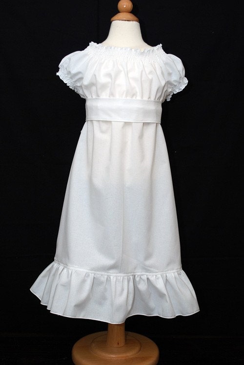 Plain White Cotton Peasant Dress Great for First Communion, Baptism, Beach Photos, and More 6 12 18 24 mo. 2 3 4 5, 6, 7, 8