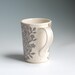 Taupe Gray and White Hand Carved Stoneware Mug