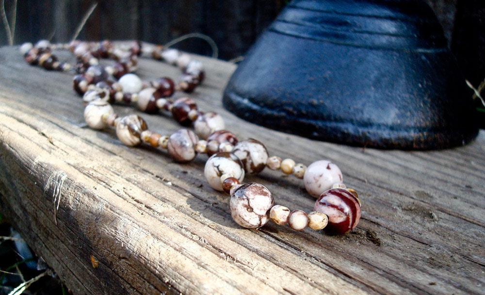 Chocolate and Cream Jasper Stone Necklace