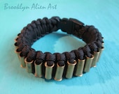 Bold Paracord Bullet Shell Bracelet  - One of a Kind Mens Unisex Jewelry