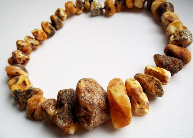 Massive Raw Unpolished Natural BALTIC AMBER Choker. 61 gr.
