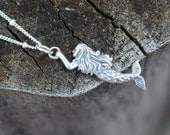 Mermaid Necklace - Sterling Silver Mermaid Pendant . Womens Jewelry . Nautical Fashion . Beach