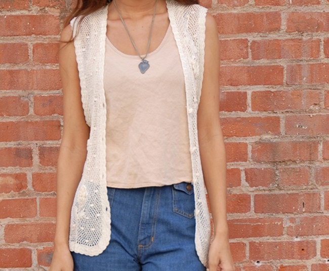 Rayon Crochet 70s Vest perfect good vibe layering piece