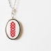 Hand embroidered necklace Ukrainian ornament in red color