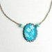 Hand embroidered necklace white flower on blue felt - gift for her - floral jewelry 40bc