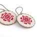 Cross stitch earrings Ethnic ornament in royal red