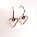 Copper heart earrings Patinated oxidized, minimalistic, rustic, hypoallergenic, wirewrapped