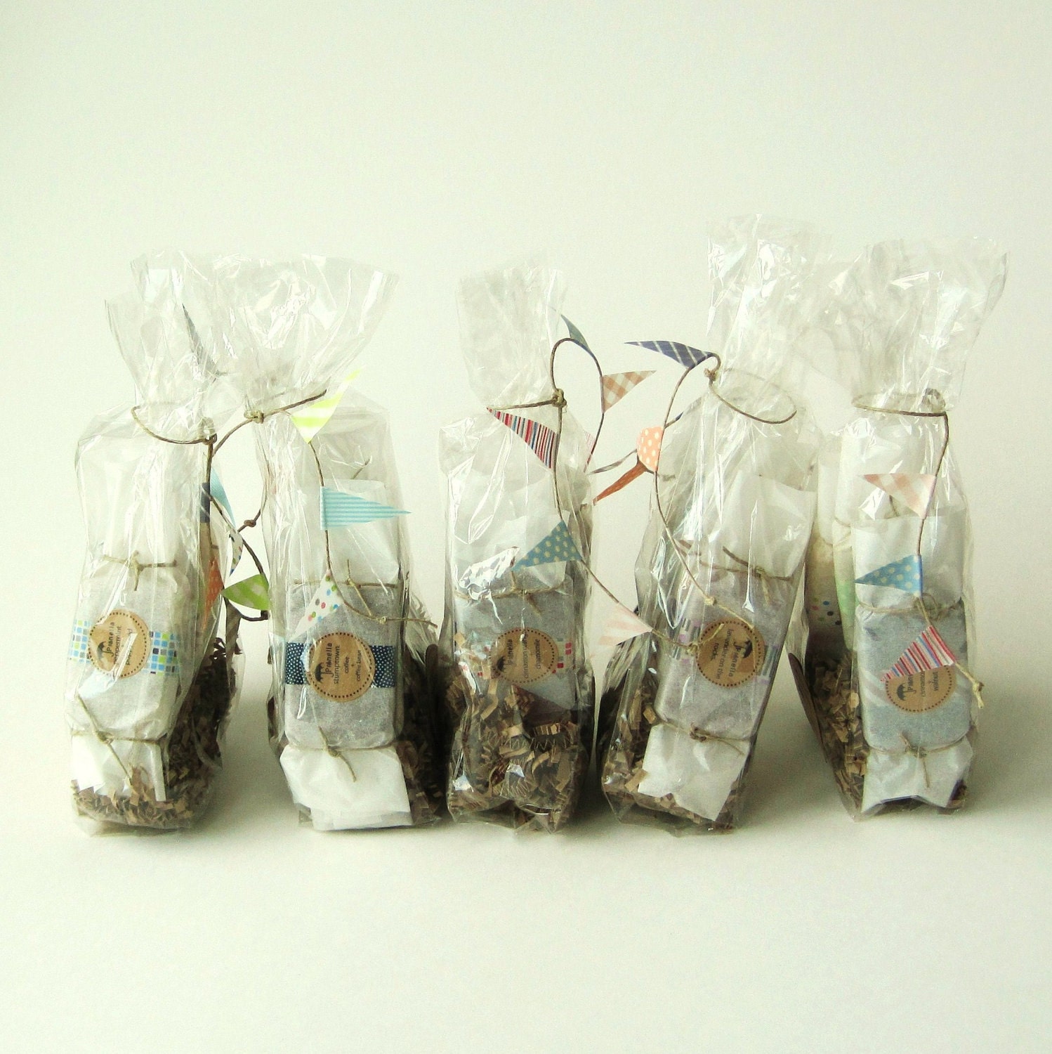 Five 5-Soap Favor Gift Bags // Each contains 5 Wrapped Soap Favors // Wedding Favors - Birthday Party Favors // Vegan Organic Soap