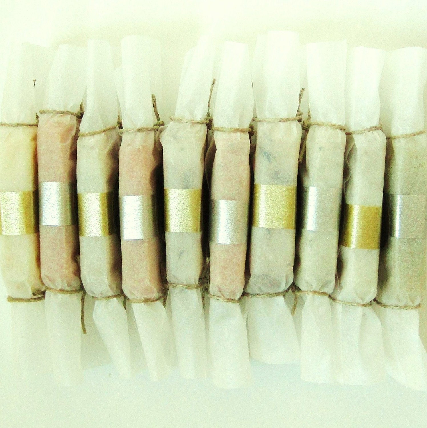 Metallic Edition - 25 Vegan Soap Favors - Handmade Cold Process Soap - Individually Wrapped Soap Favors