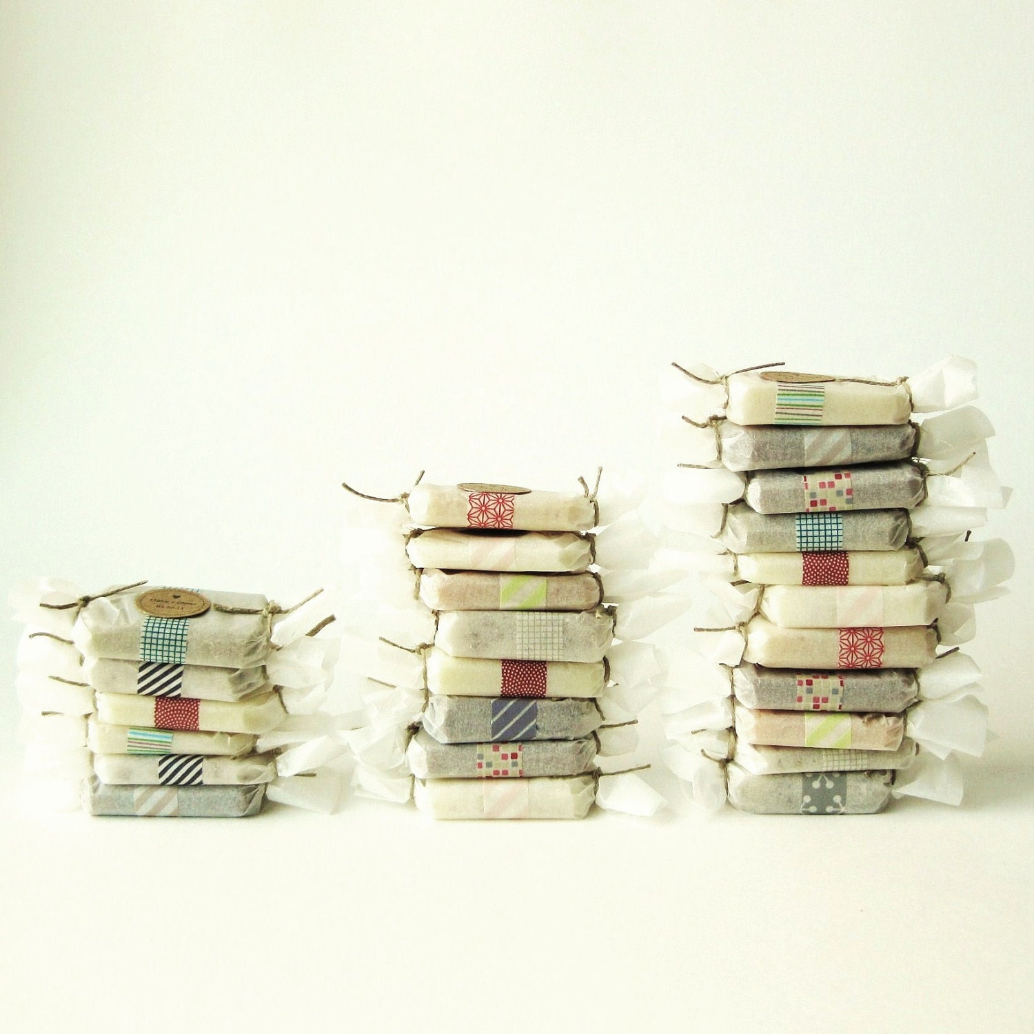 25 Wrapped Handmade Soap Favors - Wedding Favors - Vegan Cold Process Soap - Bridal Shower or Birthday Party Favors