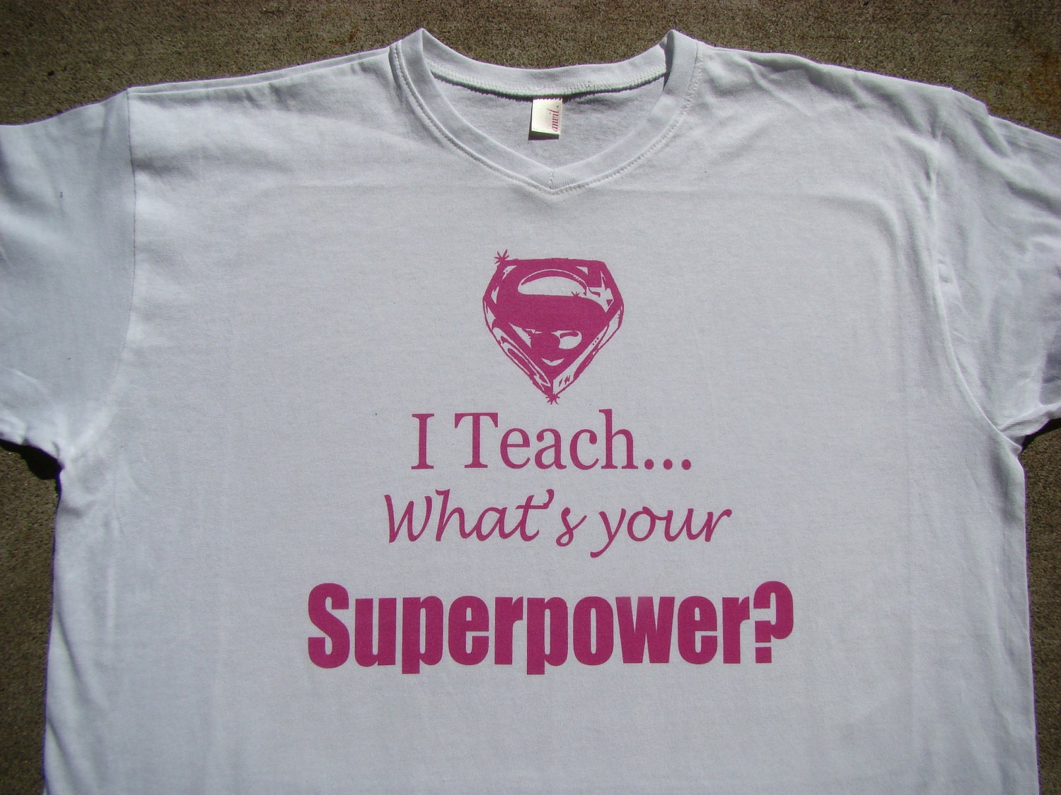 Teacher Superpower tee shirt - custom printed - super cute