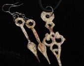 Mixed Media Steampunk Clock Hand Earrings and Necklace