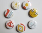 Magnets Modern Summer FUN 7/Seven 1 inch round bugs grasshopper flowers red blue yellow redtilestudio - redtilestudio