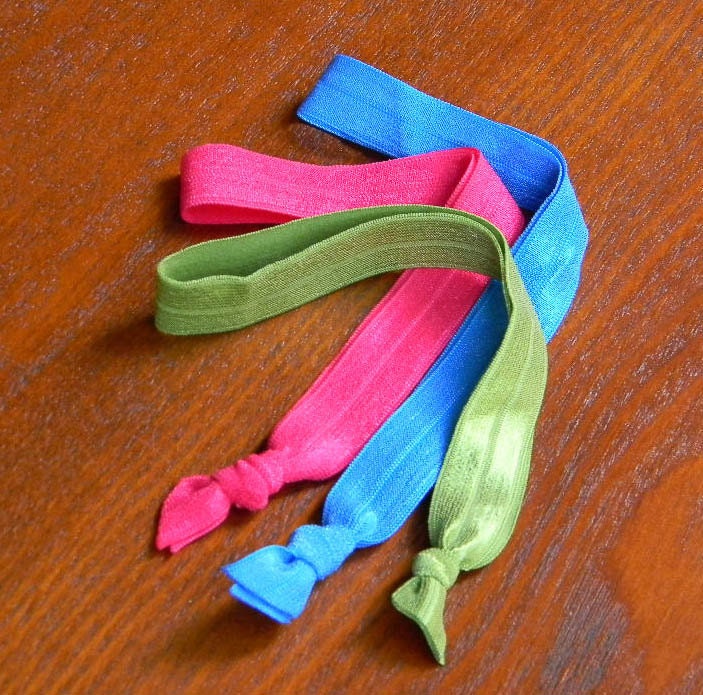 Basic Brights Three Headband Collection Gentle Elastic Hair Ties to hold your hair back: Azure Blue, Magenta Pink, Lime Green