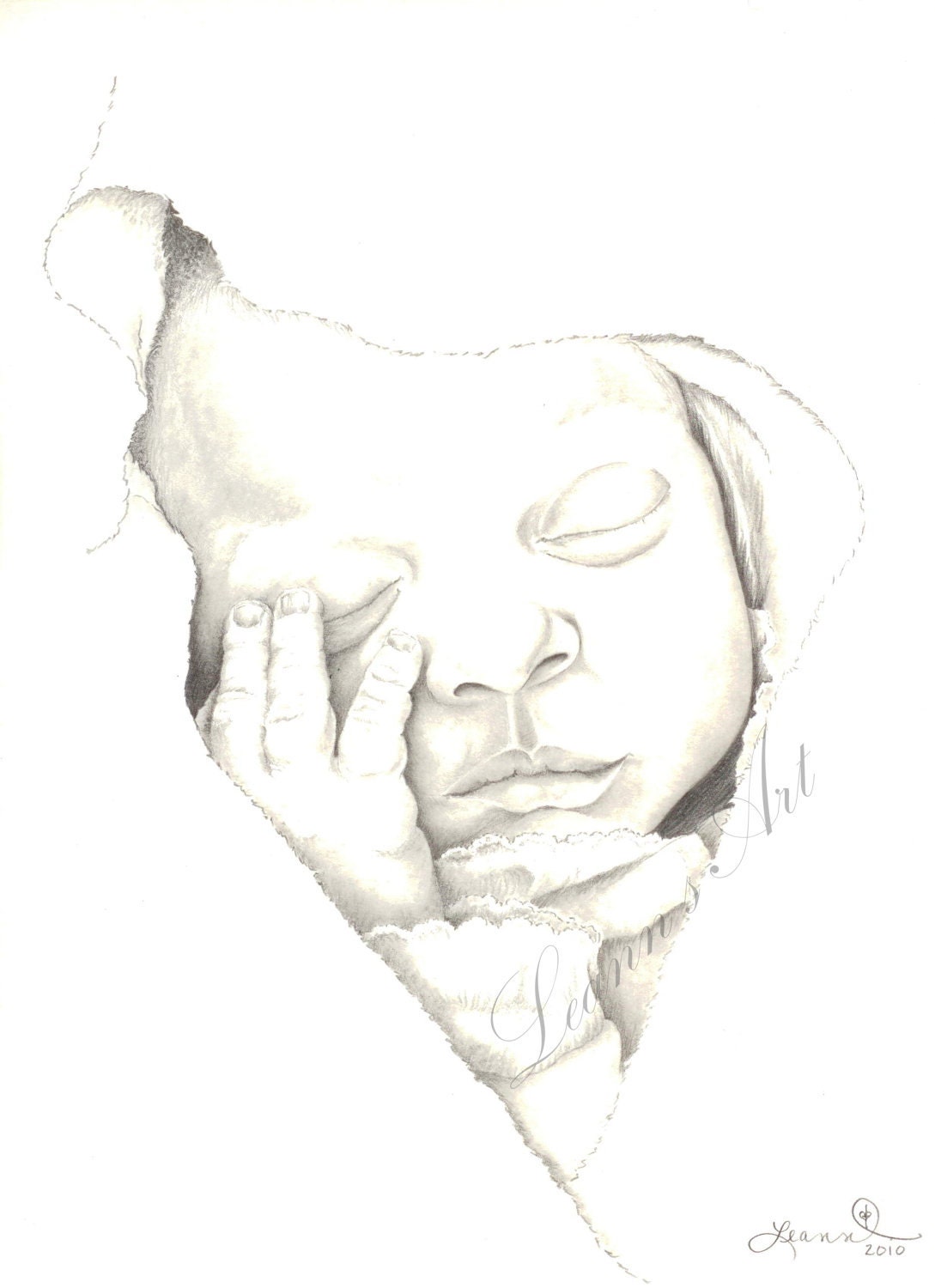 Baby portrait drawing, print - "Sophie Annabelle"