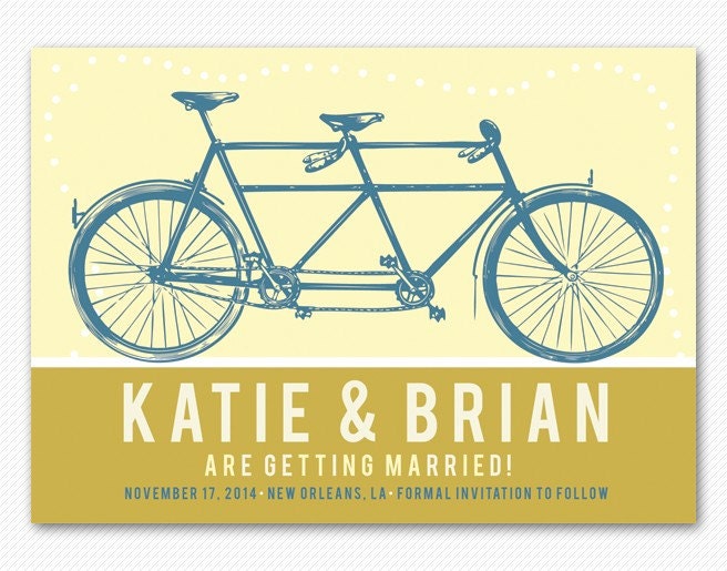 Save The Date Modern Tandem Bicycle Card or Magnet