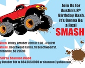 Monster Truck  Invitation Boy Child's Birthday Party, Printable DIY Digital File