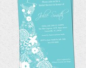 Printable Bridal Shower Invitation Floral Dress, Elegant Whimsical, Pick Your Color, Custom, Personalized Custom DIY Digital File