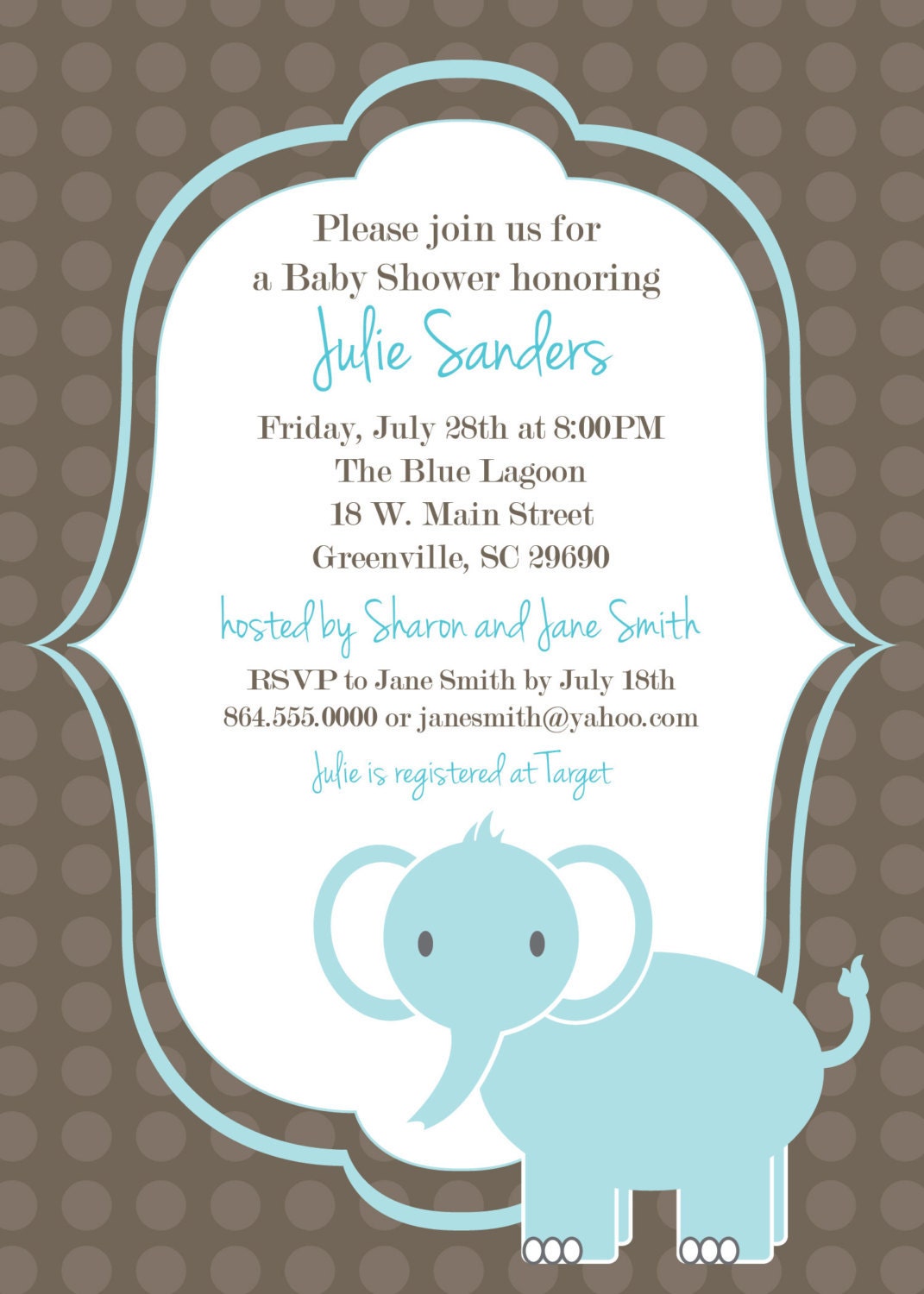 Printable Baby Shower Invitation Elephant Boy by OhCreativeOne