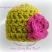 Baby Girl Hat Crochet Chunky Newborn Gray with Yellow Gold Large Flower Custom Made to Order