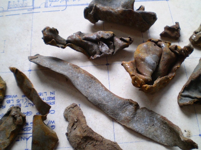 Lovely Rusty Metal Parts - Salvaged Supplies - Found Objects for Assemblage, Sculpture or Altered Art