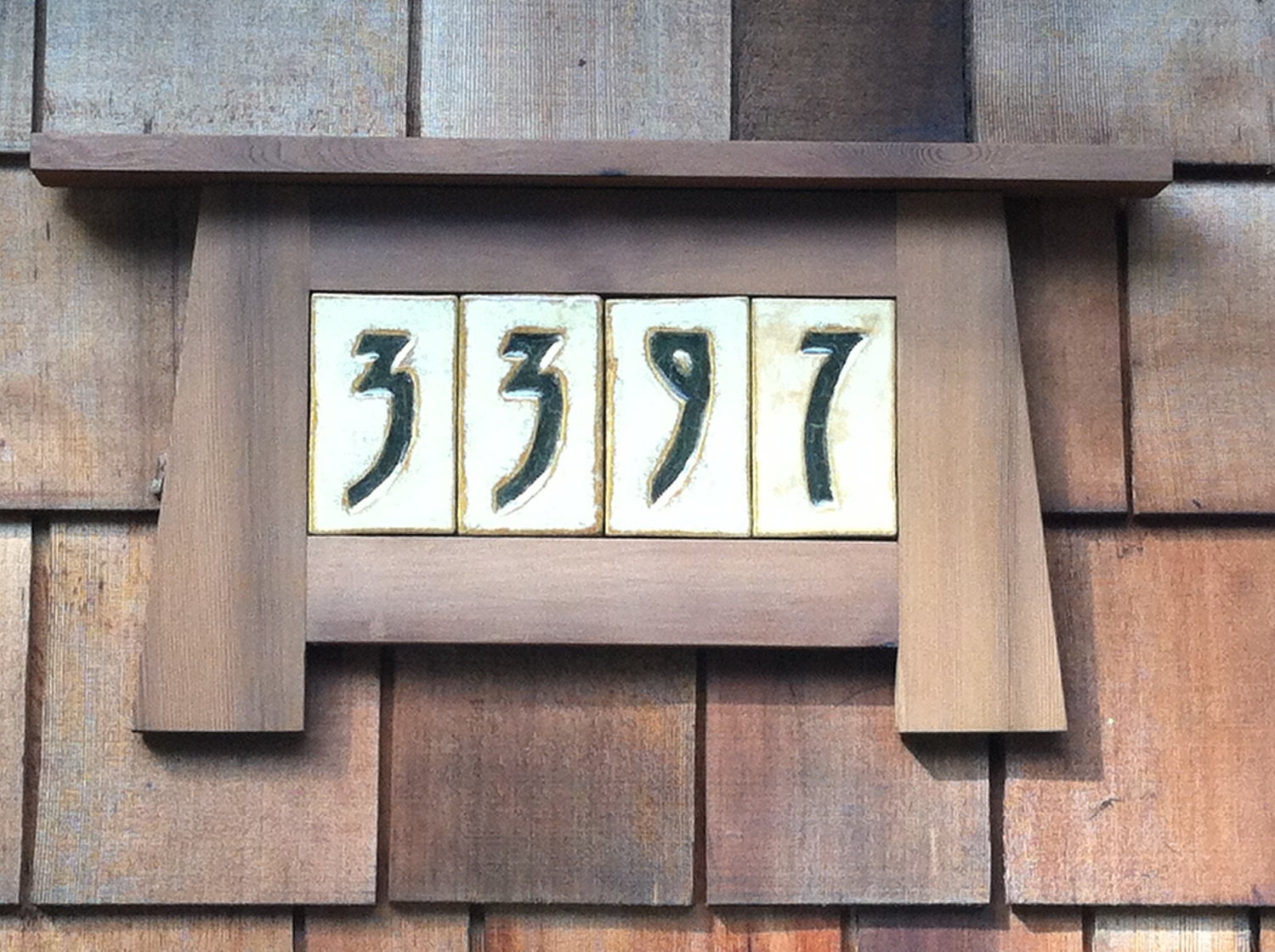 Custom House Numbers in a Craftsman Frame - For 4 numbers