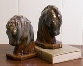 Vintage Bookends Ceramic Horse Head