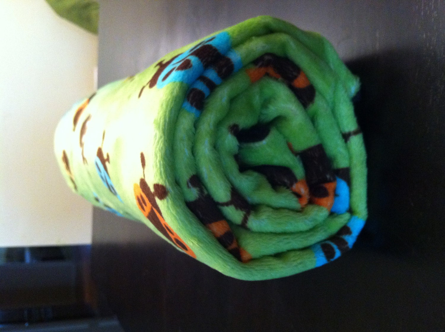 Ready to Ship ON SALE was 30.00 Double Sided Ladybug Minky Blanket with Brown Smooth Minky Backing