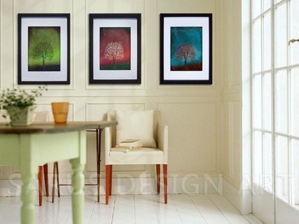 Gem Tree Series -- Set of Three -- 11x14