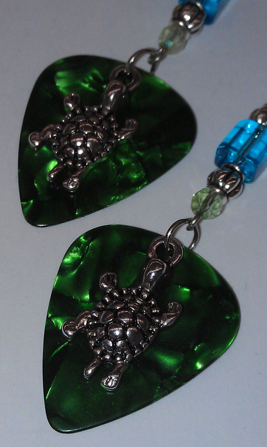 Green Turtle Guitar Pick Earring