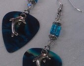 Ocean Turquoise Dolphin Guitar Pick Earring