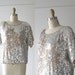 vintage sequins top / silver and rose stars