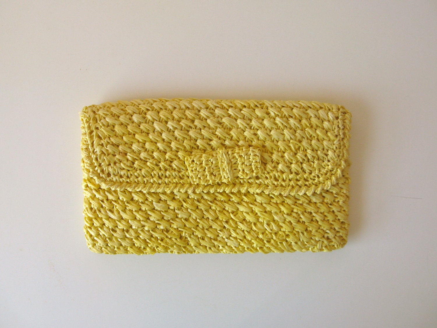 vintage clutch / yellow raffia