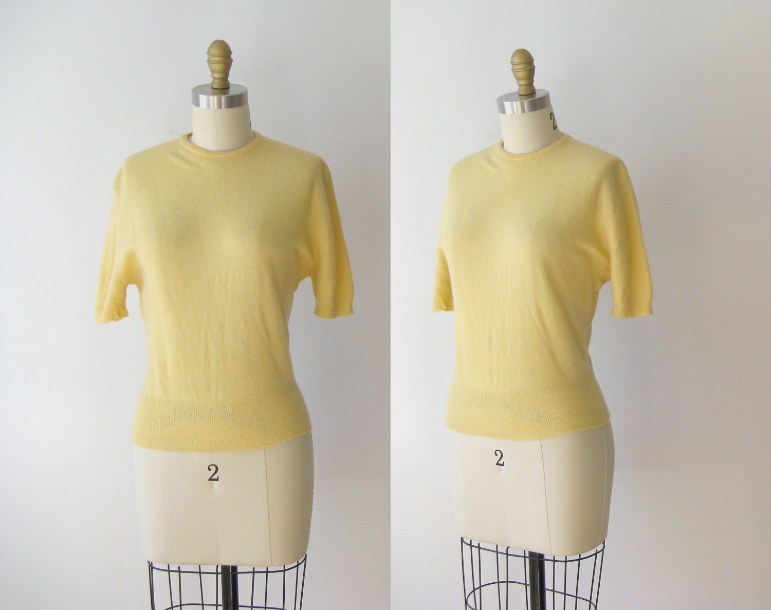 vintage 1950s cashmere sweater // yellow sweater