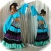 Belly dance Costume set TALIKA - turquoise black purple aqua Gypsy style costume - full skirt with beaded belt and matching top
