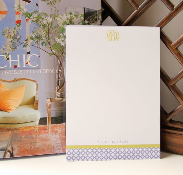 Quatrefoil Note Pad Personalized with Monogram