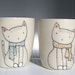 Pair of Handmade Ceramic Cat and Scarf Mugs - Made to Order