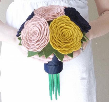 7 hand crafted felt rose bouquet - pick your colors