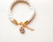 Subtle Sailorette Nautical Rope Bracelet with Anchor Charm - Golden Accent - Made To Order