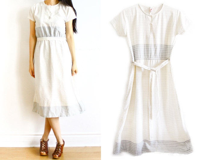 10% OFF - Vintage 1950's HEATHER STRIPES Midi Dress