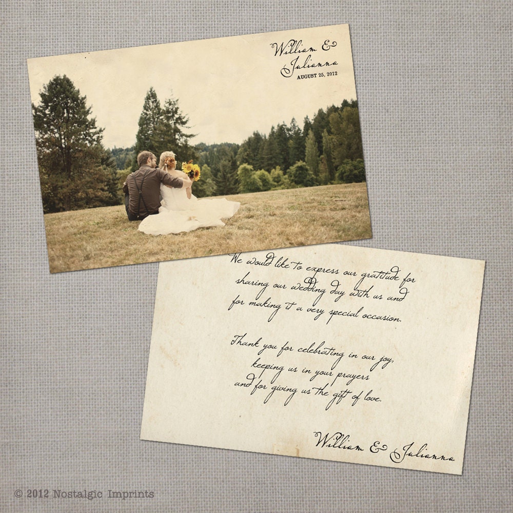 Vintage Wedding Thank You Cards - the "Julianna"