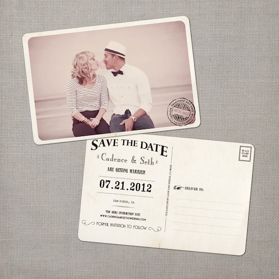 Vintage Save the Date Postcard - the "Cadence"