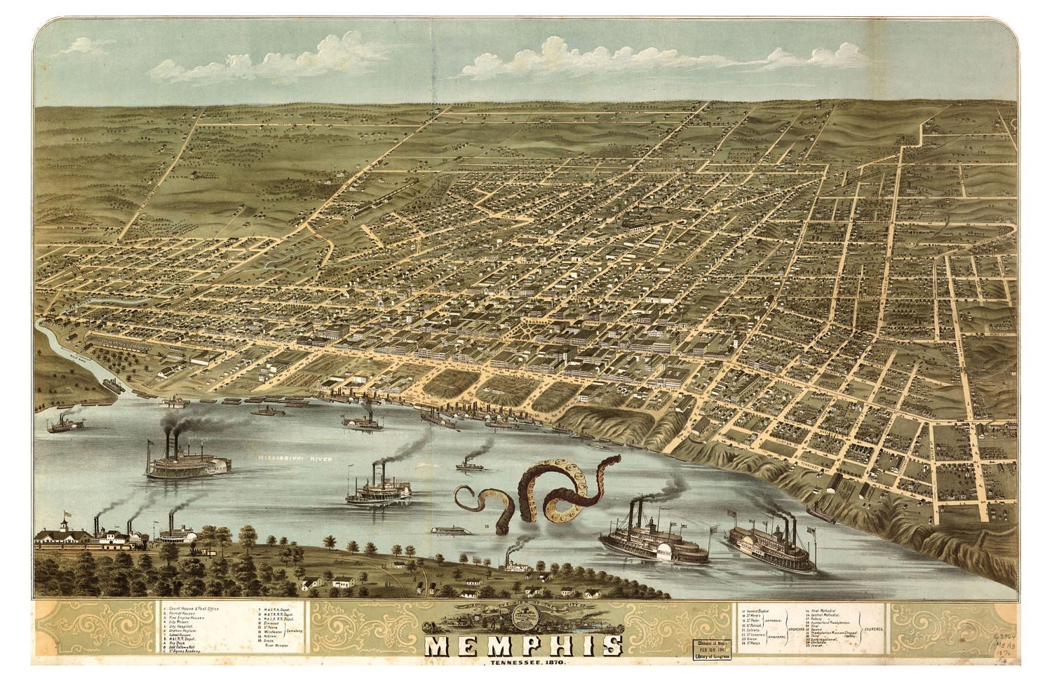 Map of Memphis, 1870