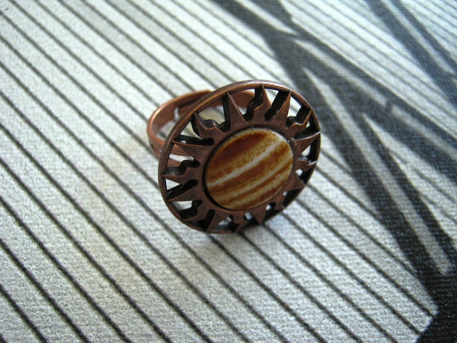 Bronze Sun Fire Antique Copper Adjustable Ring